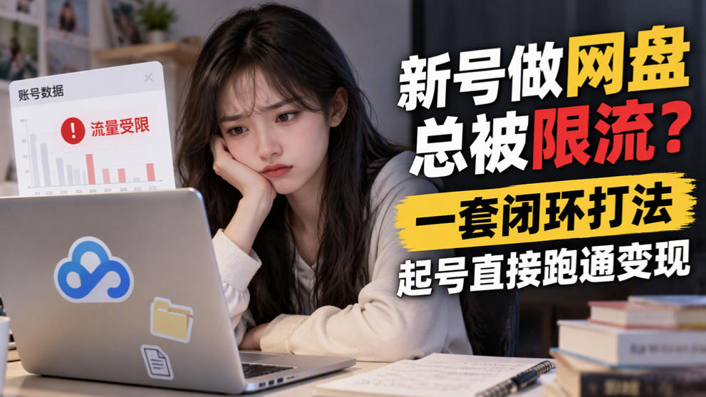 新号做网盘总被限流？一套闭环打法，起号直接跑通变现-小本创业副业项目推荐_零成本在家赚钱项目_中赚网
