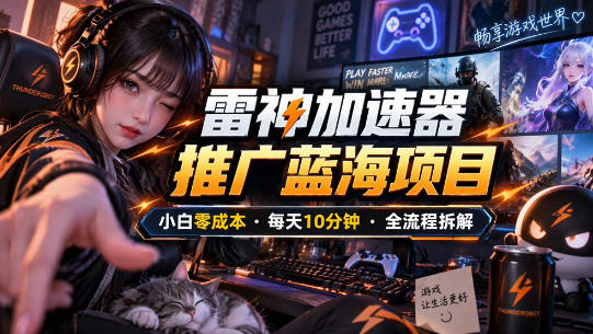 雷神加速器推广5.0实操教程：口令图文玩法全流程拆解(零成本·每天10分钟)-小本创业副业项目推荐_零成本在家赚钱项目_中赚网