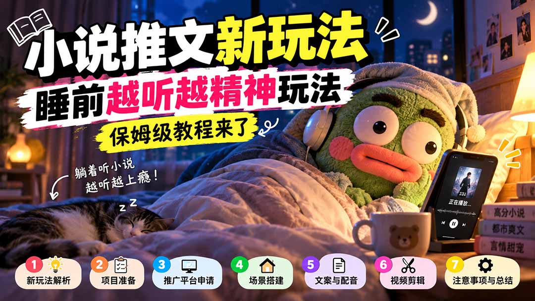 小说推文新玩法，睡前越听越精神玩法，保姆级教程来了-小本创业副业项目推荐_零成本在家赚钱项目_中赚网