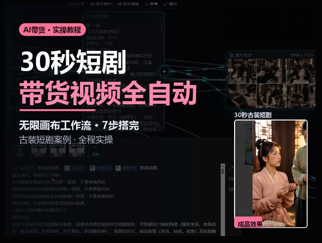 Seedance2.0做短剧带货视频，无限画布工作流·7步搭完古装短剧案例·全程实操-小本创业副业项目推荐_零成本在家赚钱项目_中赚网