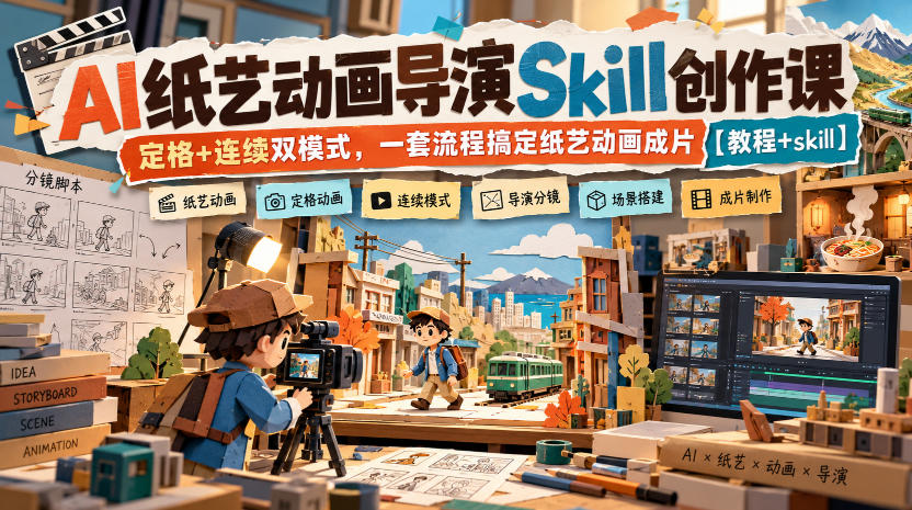 AI纸艺动画导演Skill创作课｜定格+连续双模式，一套流程搞定纸艺动画成片【教程+skill】-小本创业副业项目推荐_零成本在家赚钱项目_中赚网