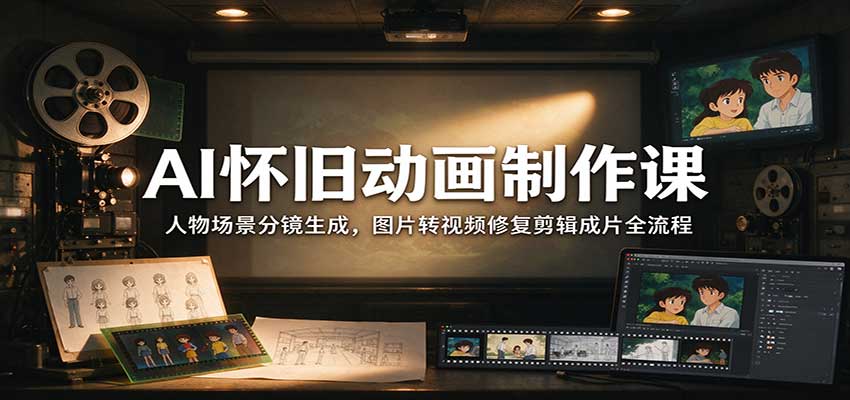 AI怀旧动画制作课：人物场景分镜生成，图片转视频修复剪辑成片全流程-小本创业副业项目推荐_零成本在家赚钱项目_中赚网