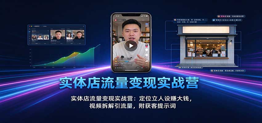 实体店流量变现实战营：定位立人设赚大钱，视频拆解引流量，附获客提示词-小本创业副业项目推荐_零成本在家赚钱项目_中赚网