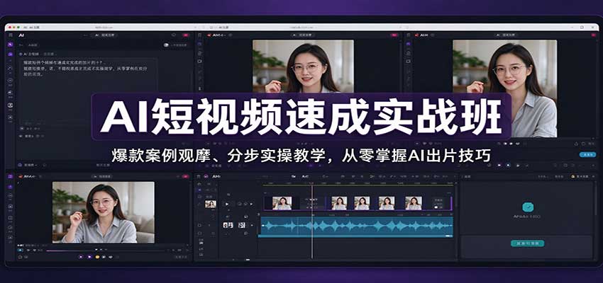 AI短视频速成实战班：爆款案例观摩、分步实操教学，从零掌握AI出片技巧-小本创业副业项目推荐_零成本在家赚钱项目_中赚网