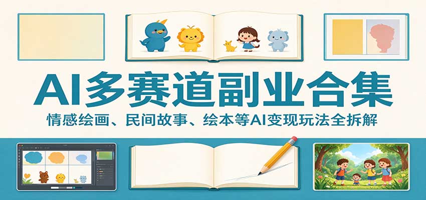 AI多赛道副业合集：情感绘画、民间故事、绘本等AI变现玩法全拆解-小本创业副业项目推荐_零成本在家赚钱项目_中赚网