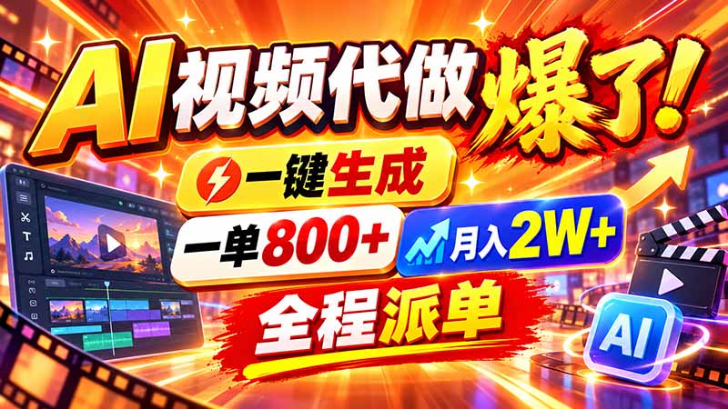 2026年底新赛道，AI视频代做一单800+，小白可做，告别打工-小本创业副业项目推荐_零成本在家赚钱项目_中赚网