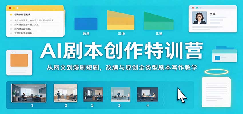 AI剧本创作特训营：从网文到漫剧短剧，改编与原创全类型剧本写作教学-小本创业副业项目推荐_零成本在家赚钱项目_中赚网
