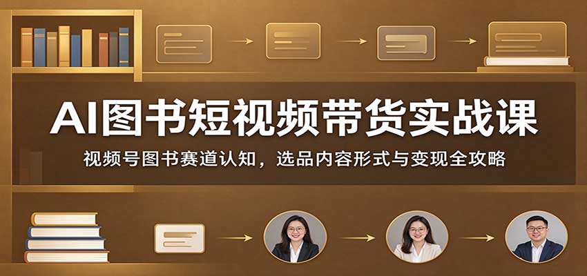AI图书短视频带货实战课：视频号图书赛道认知，选品内容形式与变现全攻略-小本创业副业项目推荐_零成本在家赚钱项目_中赚网