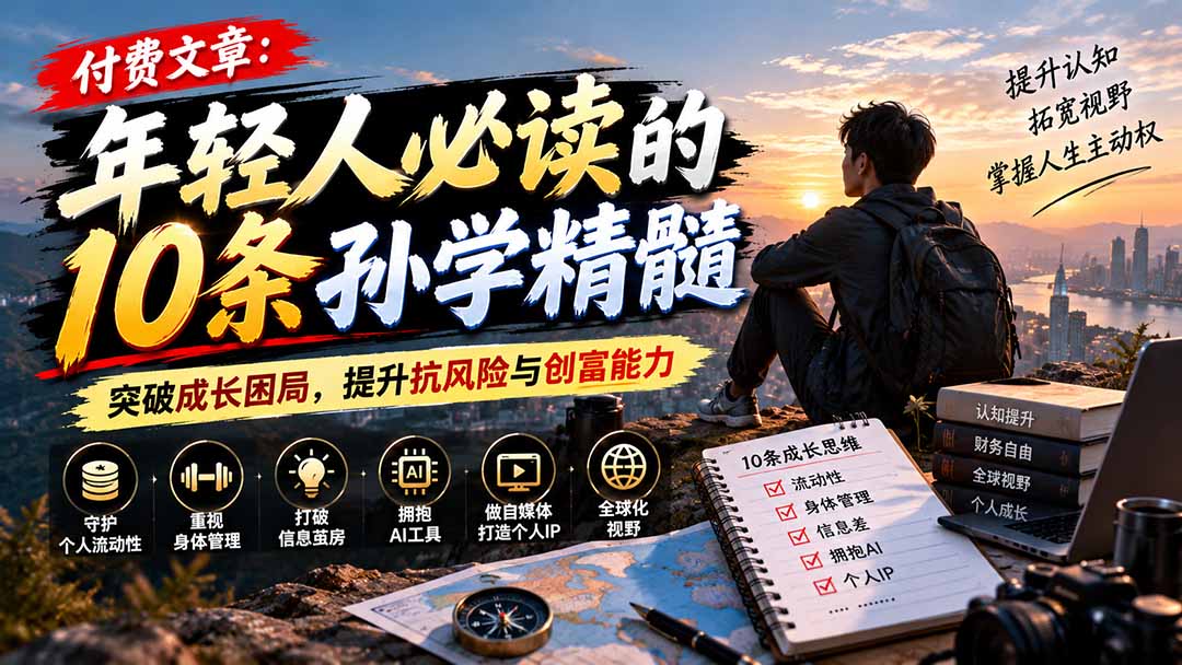 付费文章：年轻人必读的10条孙学精髓，突破成长困局，提升抗风险与创富能力-小本创业副业项目推荐_零成本在家赚钱项目_中赚网