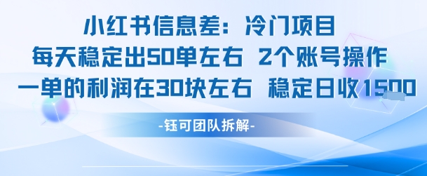 小红书信息差冷门项目一单利润30块每天稳定1.5k左右2个账号操作-小本创业副业项目推荐_零成本在家赚钱项目_中赚网